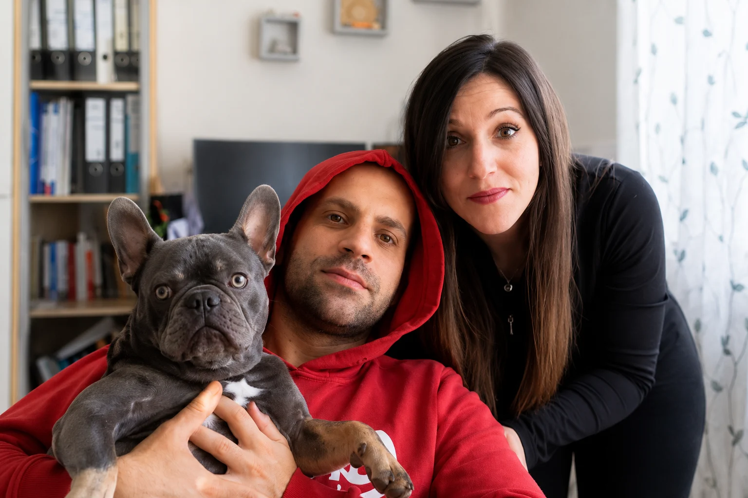 Valentina and Francesco with their French Bulldog Zeus