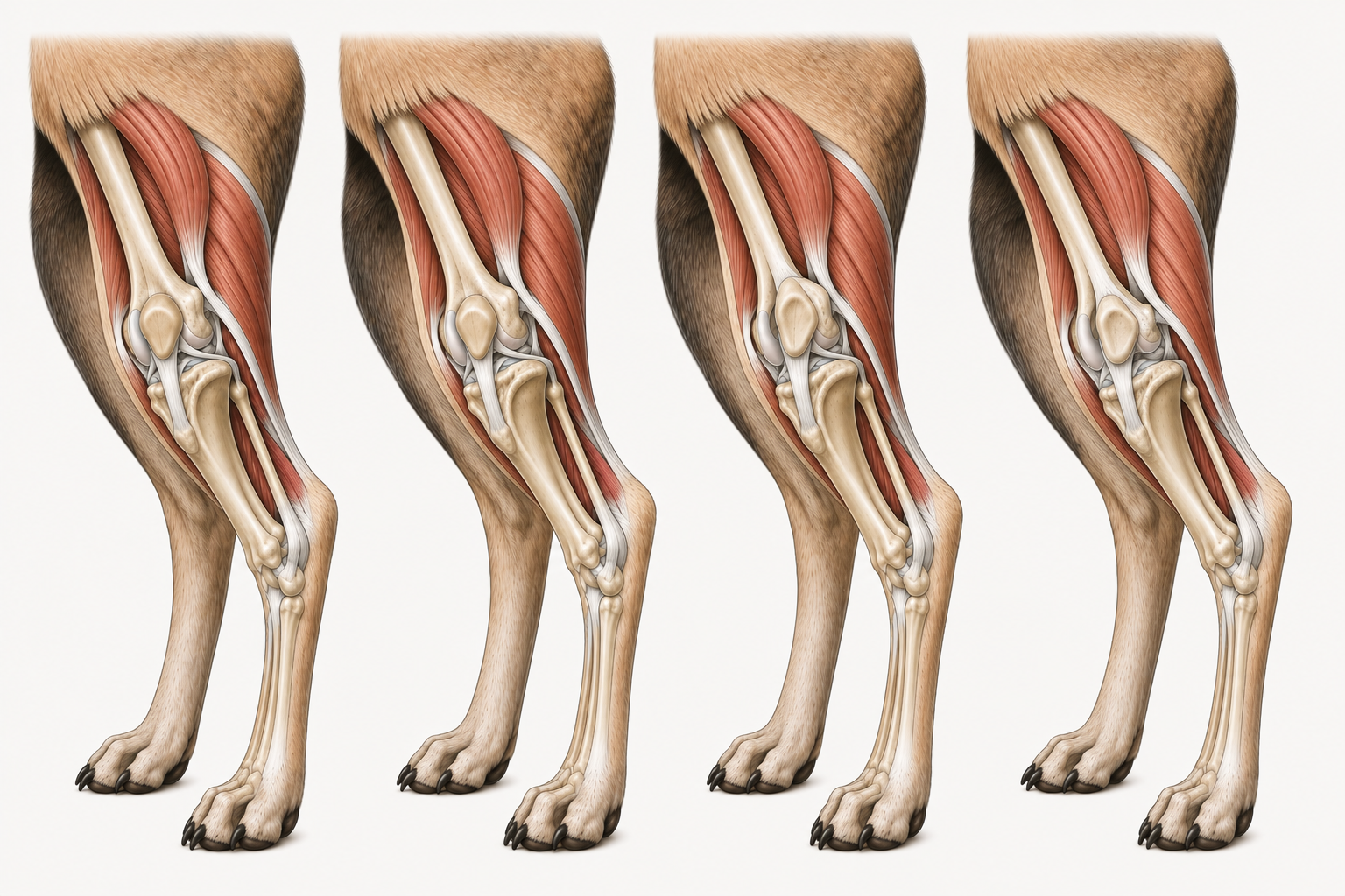 Anatomical comparison of the four grades of patellar luxation in the dog: four stifle joints side by side
